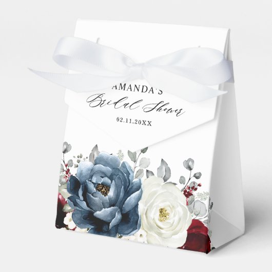 石板ブルーブルガンディホワイトアイボリーボホブライダルシャワー フェイバーボックス (正面サイド)