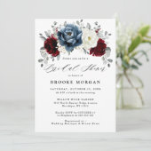 石板ブルーブルガンディホワイトアイボリーボホブライダルシャワー 招待状 (スタンド正面)