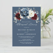 石板ブルーブルガンディホワイトアイボリーリハーサルディナー 招待状 (スタンド正面)