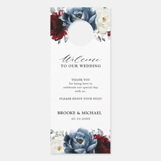 石板ブルーブルガンディーホワイトアイボリーは邪魔しない ドアノブサイン (裏面)