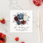 石板ブルーブルガンディーホワイトアイボリーフローラ結婚ズ スタンダードカクテルナプキン (インサイチュ)