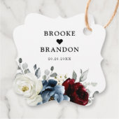 石板ブルーブルガンディーホワイトアイボリーフローラ結婚ズ フェイバータグ (裏面)