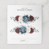 石板ブルーブルガンディーホワイトアイボリーフローラ結婚ズ プレイスカード (外部開封)
