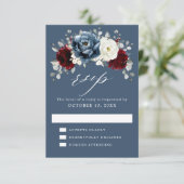 石板ブルーブルガンディーホワイトアイボリー結婚フローラのRS 出欠カード (スタンド正面)