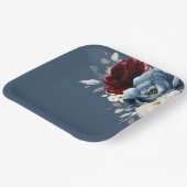 石板ブルーブルガンディーホワイトアイボリー結婚フローラズパ ペーパープレート (傾斜あり)