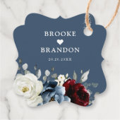 石板ブルーブルガンディーホワイトアイボリー結婚フローラズFa フェイバータグ (裏面)