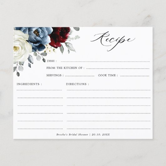 石板ブルーブルゴーニュアイボリーブライダルシャワーレシピ (正面)