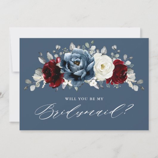 石板ブルーブルゴーニュアイボリーブリデスメイド提案 招待状 (正面)