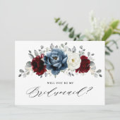 石板ブルーブルゴーニュアイボリーブリデスメイド提案 招待状 (スタンド正面)