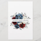 石板ブルーブルゴーニュホワイトアイボリーブライダルシャワーゲーム (裏面)