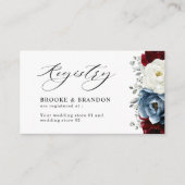 石板ブルーブルゴーニュホワイトアイボリー結婚ズレジストリ  エンクロージャーカード (正面)