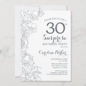 石板ブルーホワイトサプライズ30th誕生日パーティー 招待状 (正面)
