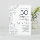 石板ブルーホワイトサプライズ50thバースデーパーティー 招待状 (スタンド正面)