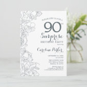 石板ブルーホワイトサプライズ90thバースデーパーティー 招待状 (スタンド正面)