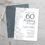 石板ブルーホワイトフローラ60th誕生日パーティー 招待状<br><div class="desc">石板ブルーホワイトフローラ60th Birthday Party Invitation.ボタニカルモダンアウトラインスケッチのアクセントとタイポグラフィスクリプトフォントを特徴とするミニマルデザイン。トレンディーシンプル招待状カードは女性の日スタイリッシュお祝いに最適。任意のカスタマイズ年齢にすることができる。印刷されたZazzle招待状または即時ダウンロードのデジタル印刷可能なテンプレート。</div>