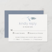 石板ブルーボタニカルウェディングRSVPカード 出欠カード (正面/裏面)