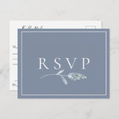 石板ブルーボタニカルウェディングRSVPソングリクエスト インビテーションポストカード (正面/裏面)