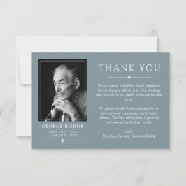 石板ブルーミニマリストフォト悔やみや弔慰ありがとう サンキューカード