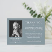 石板ブルーミニマリストフォト悔やみや弔慰ありがとう サンキューカード (スタンド正面)