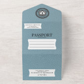 石板ブルーメキシコ結婚パスポート オールインワン招待状 (外側)