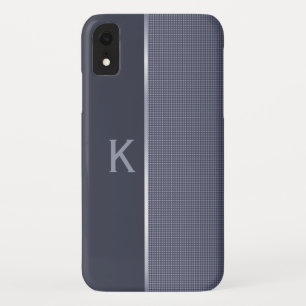 石板ブルーモノグラムのiPhone XSケース iPhone XRケース
