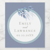 石板ブルーユーカリ結婚プタスワインボトルラベル ワインラベル (シングルラベル)