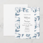 石板ブルーレイヤードウォーター葉カラー 招待状 (正面/裏面)
