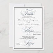 石板ブルー信仰希望ラブクリスチャン結婚ズ 招待状 (正面)