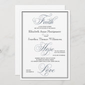 石板ブルー信仰希望ラブクリスチャン結婚ズ 招待状 (正面/裏面)