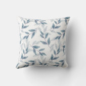 石板ブルー層水カラー葉パターン クッション (裏面)