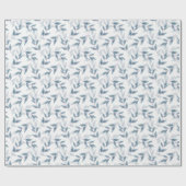 石板ブルー層水カラー葉パターン ラッピングペーパー (フラット)