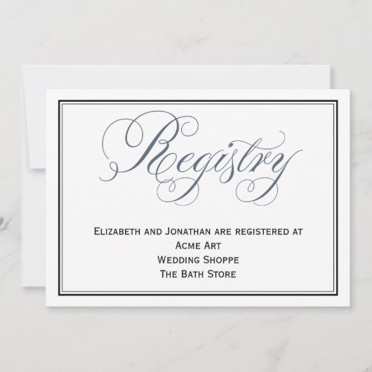 石板ブルー結婚のレジストリエンクロージャカード 招待状 (正面)