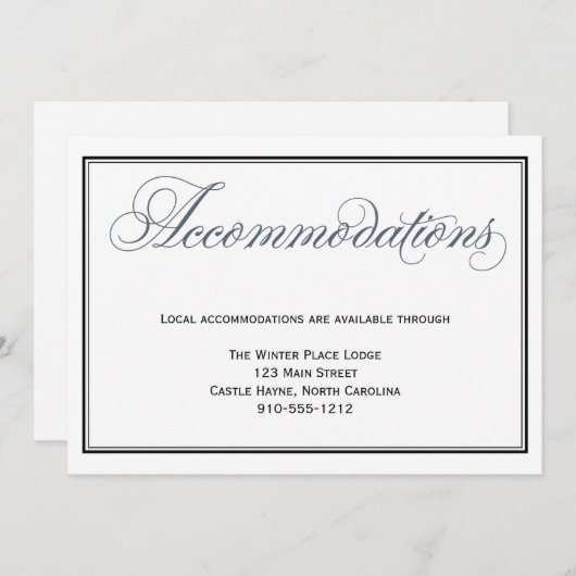 石板ブルー結婚の宿泊施設エンクロージャカード 招待状 (正面/裏面)