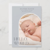 石板ブルー縦型写真アーチ誕生のお知らせ 招待状 (正面)