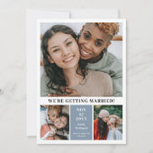 石板ブルー3 Photo Collageモダン日付の保存 セーブザデート (正面)