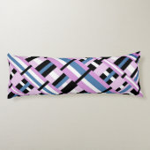 石板ブルー、ラン、ブラック&ホワイトの格子模様 ボディピロー (裏面)