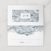 石板ブルー&赤面ピンクマーブル座席表 プレイスカード (外部開封)