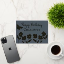 石板モダン花と蝶のカスタム