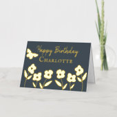 石板モダン花と蝶のカスタム 箔グリーティングカード (正面)