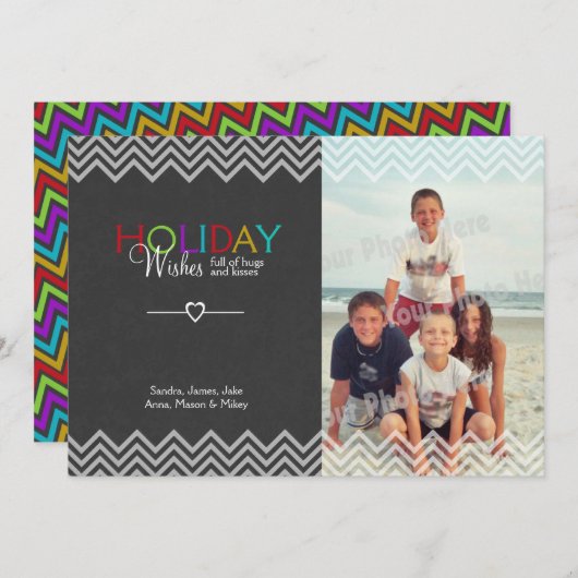 石板ルックホリデーウィッシュ写真グリーティングフラットカード シーズンカード (正面/裏面)