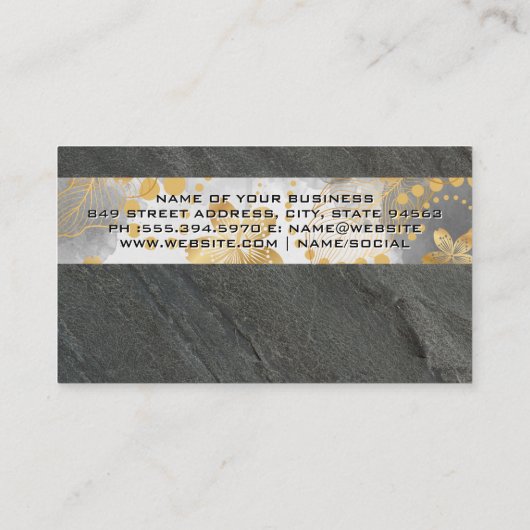 石板岩 |金ゴールド花柄 名刺 (裏面)