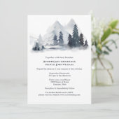 石板灰色の青い森のモミの木の山シック 招待状 (スタンド正面)