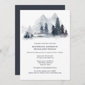 石板灰色の青い森のモミの木の山シック 招待状 (正面/裏面)