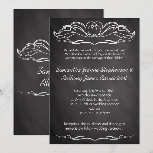 石板結婚黒板 招待状 (正面/裏面)