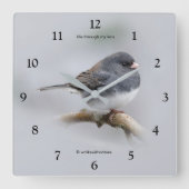 石板色の濃い目のスズメバチ スクエア壁時計 (正面)