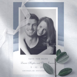 石板青グラデーション水色結婚式の日付を保存 招待状