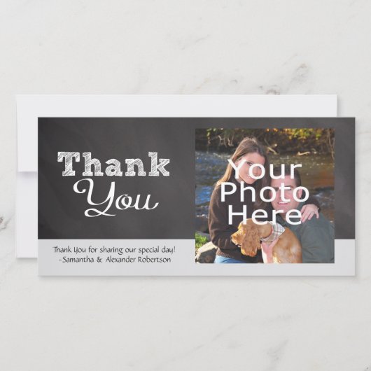 石板Chalkboard-look 結婚's Thank You サンキューカード (正面)