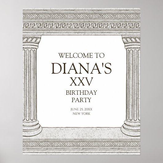 石柱を持つtogaパーティーのウェルカムサイン ポスター (正面)