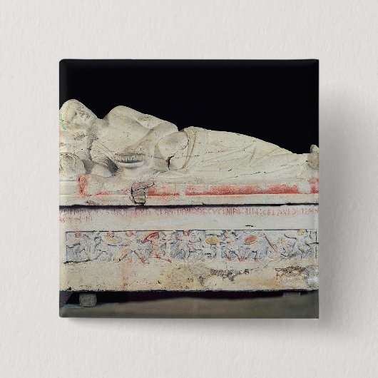 石棺、Etruscan 缶バッジ (正面)