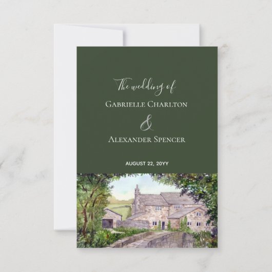 石橋の水の色結婚の応答RSVP 出欠カード (裏面)